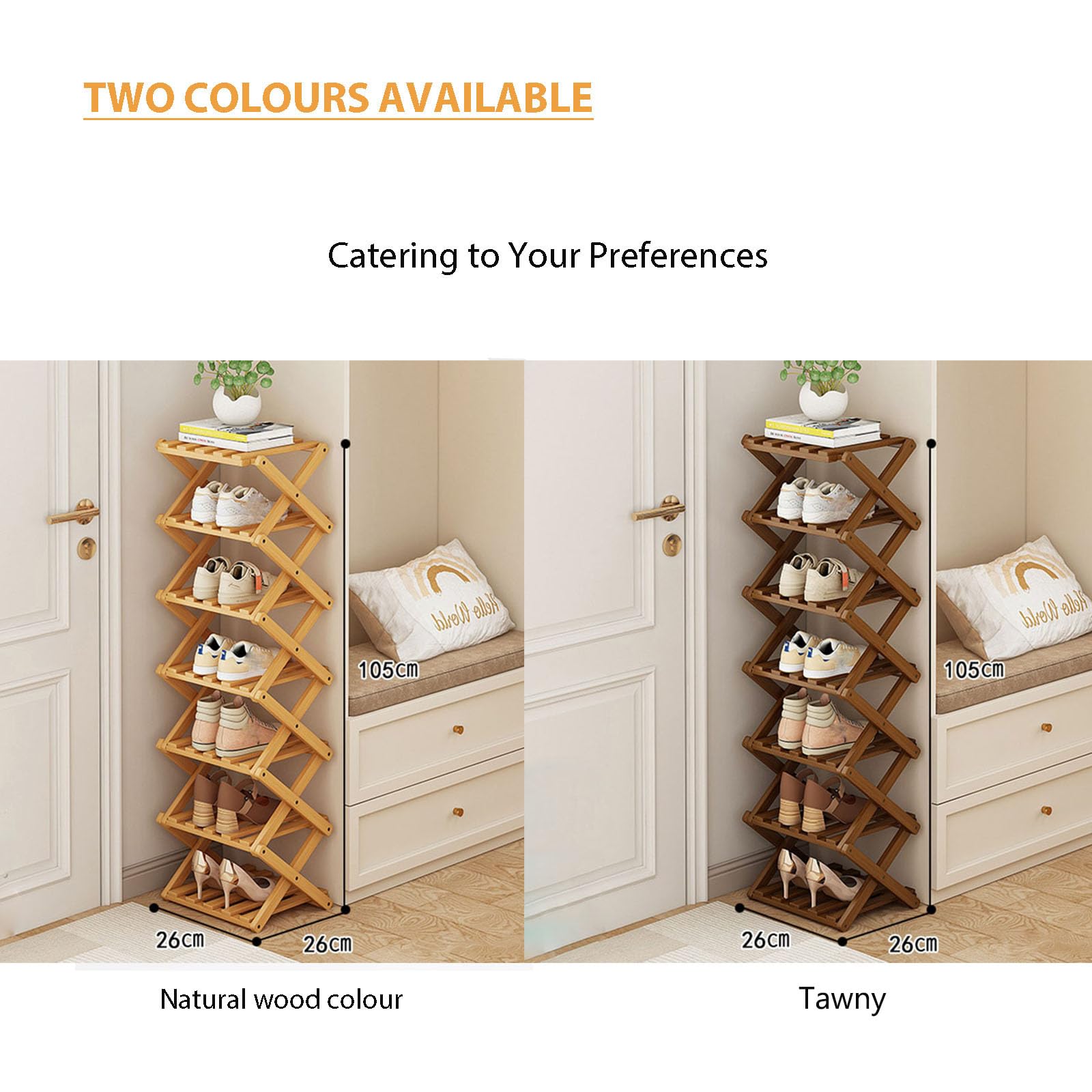 Comeon Shoes Rack for Front Door,Space Saving Wooden Shoes Organizer Entryway Corner Folding Shoe Shelf ([Tawny] 3 Layers) - Image 4