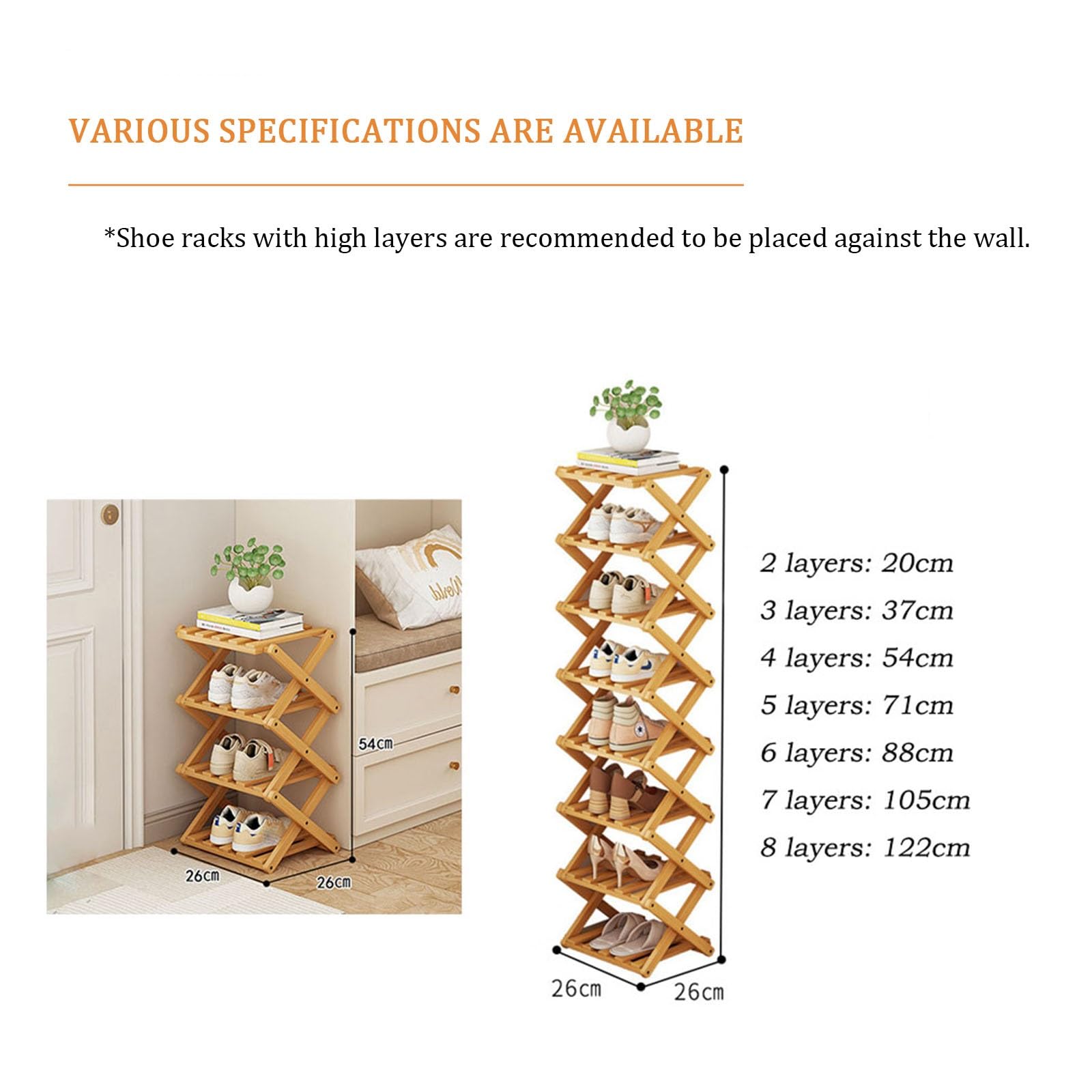 Comeon Shoes Rack for Front Door,Space Saving Wooden Shoes Organizer Entryway Corner Folding Shoe Shelf ([Tawny] 3 Layers) - Image 6