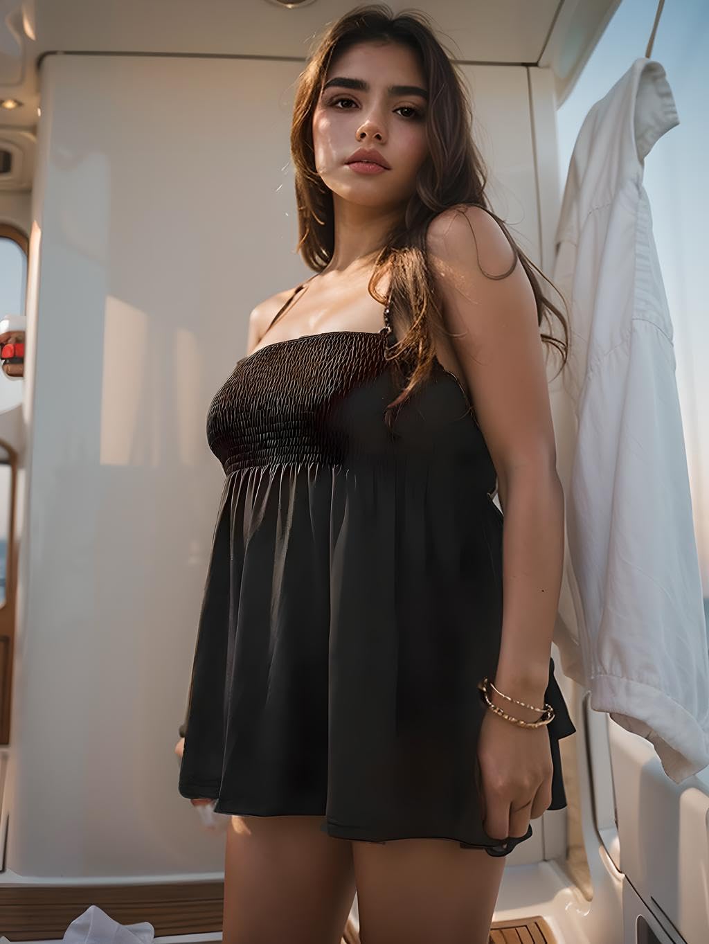 Comeon Women's Plus Size Tube Tops Strapless Blouse Pleated Sleeveless Stretchy Sleeveless Flare Hem Tube - Image 6