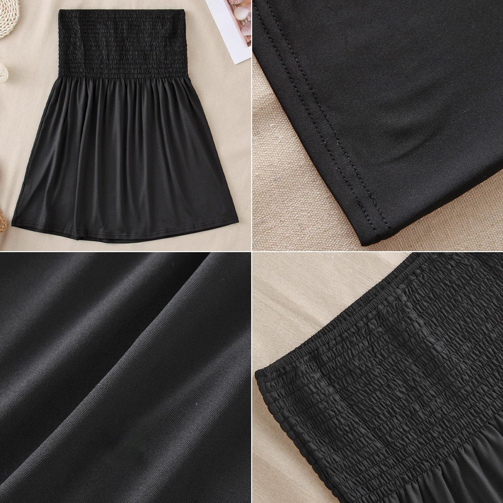 Comeon Women's Plus Size Tube Tops Strapless Blouse Pleated Sleeveless Stretchy Sleeveless Flare Hem Tube - Image 2