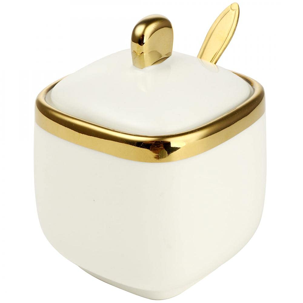 Set of 3 Porcelain Condiment Jar Spice Container with Lids, Ceramic Sugar Bowls Condiment Pots Spice Jars Seasoning Box Set, Best Spice jar for Your Home, Kitchen, Counter (White suit) - Image 4