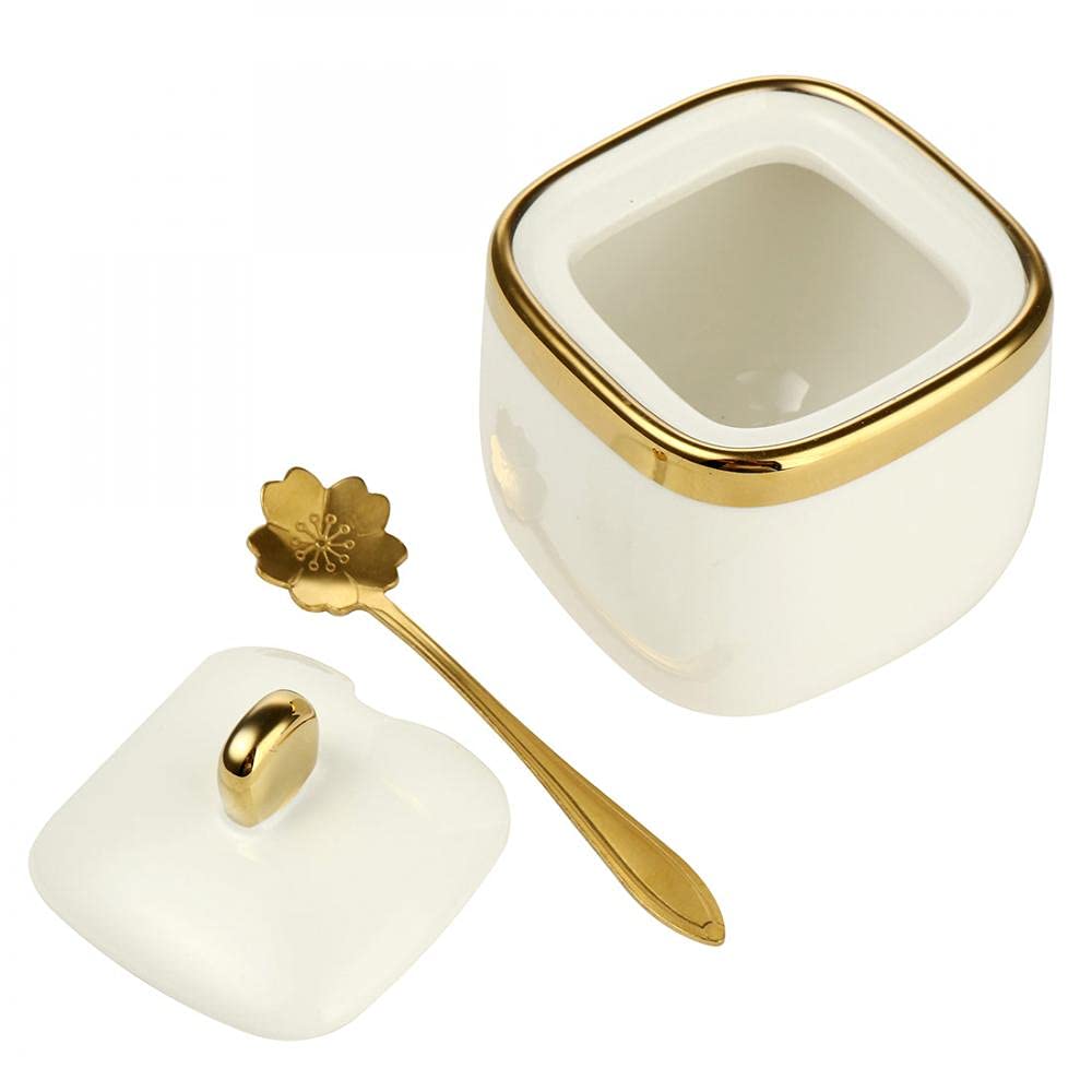 Set of 3 Porcelain Condiment Jar Spice Container with Lids, Ceramic Sugar Bowls Condiment Pots Spice Jars Seasoning Box Set, Best Spice jar for Your Home, Kitchen, Counter (White suit) - Image 5